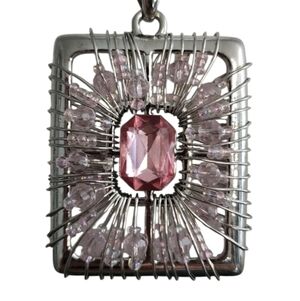 Pink and Silver Tone Pendant Necklace
